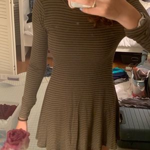 Lush Olive Green Striped Dress XS